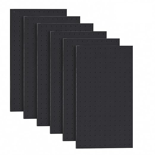 LiSHELF 6 Pack Metal Pegboard Panels, 12 x 24 Inch Heavy Duty Wall Peg Board Organizer, Modular Tool Storage Board for Garage, Workshop, Craft Room, Kitchen