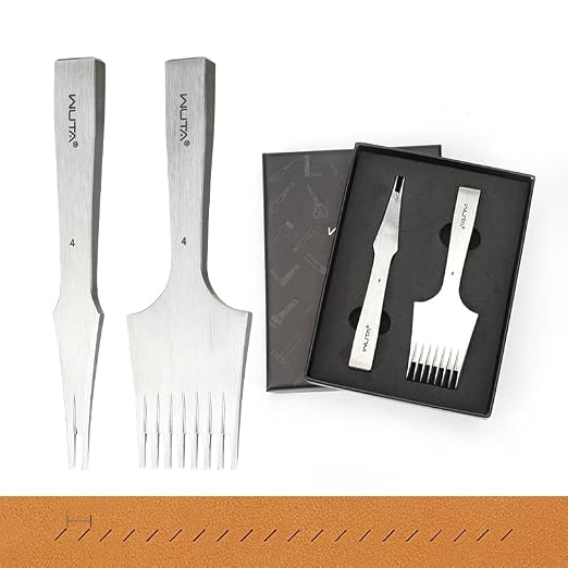 WUTA Leather Chisel All-Polished Die-Steel Puncher French Style Pricking Iron Sharp Leather Punching Tool Kits
