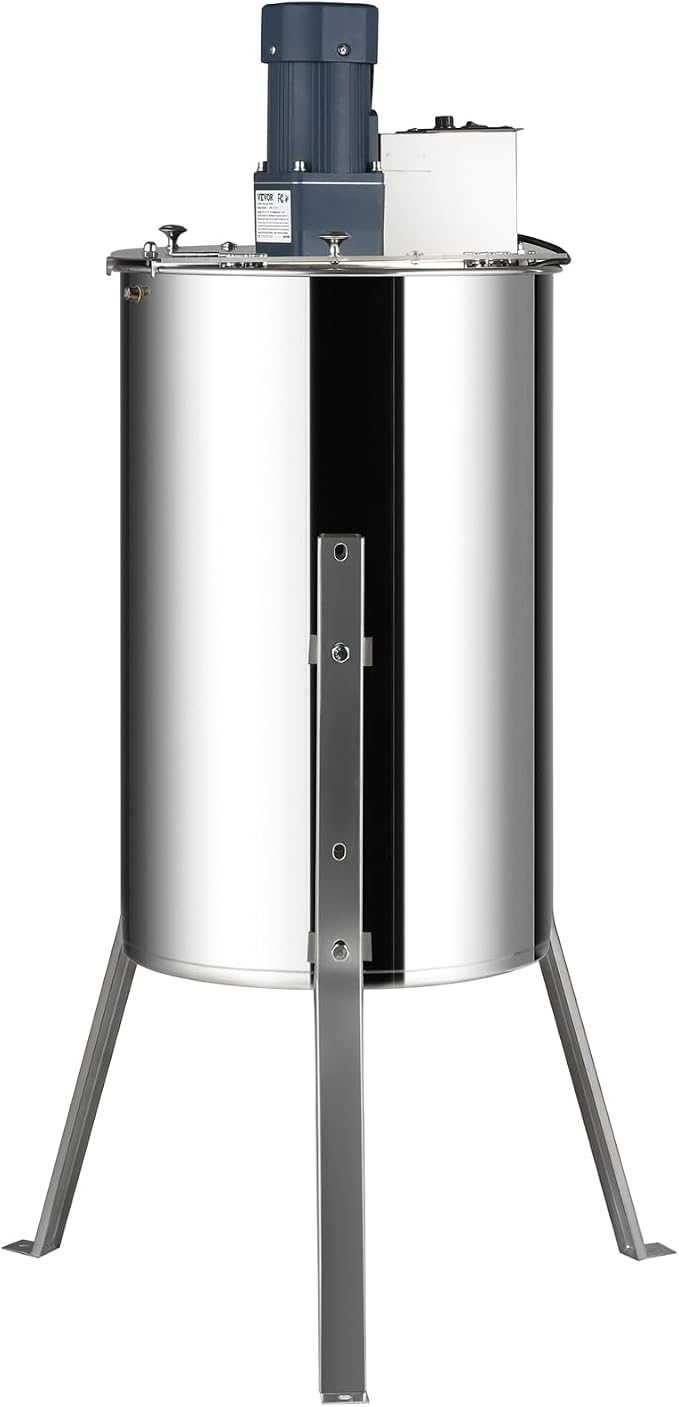 VEVOR Electric Honey Extractor, 2/4 Frame Stainless Steel Beekeeping Extraction, Honeycomb Drum Spinner with Transparent Lid, Apiary Centrifuge Equipment with Height Adjustable Stand