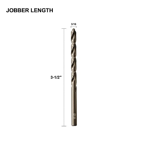 3/16 Cobalt Drill Bit for Metal and Hard Steel(10Pcs),M35 High Speed Steel Twist Jobber Metal Drill Bits,with Index Storage Case