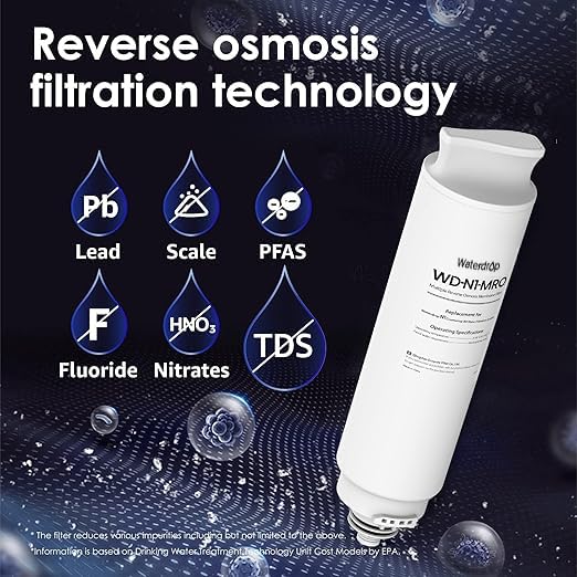 Waterdrop N1-MRO Filter, Replacement for N1 RO System, 18-Month Lifetime | Countertop Reverse Osmosis Filter, Enhanced Filtration, Long Filter Lifespan, Easy and Quick Filter Replacement