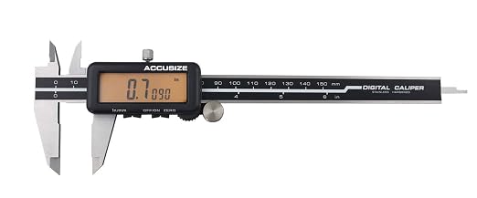 Accusize Industrial Tools 0-6''/0-150 mm, Yellow LCD Electronic Digital Caliper,Metric/Inch, 0.0005''/0.01mm Resolution, 1110-1818 | 150 mm/6 in Range, 0.01 mm/0.0005 in Resolution, ±0.03 mm Accuracy, Metric/Inch, Yellow LCD