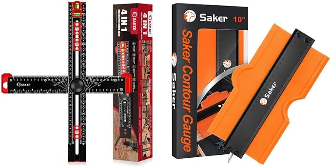 Saker Contour Gauge (10 Inch Lock) and Saker 4-in-1 Drilling Positioning Ruler