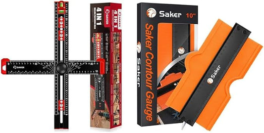 Saker Contour Gauge (10 Inch Lock) and Saker 4-in-1 Drilling Positioning Ruler