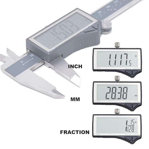 Clockwise Tools IP54 Grade Digital Caliper, DCLR-0605 0-6" /150mm, Inch/Metric/Fractions Conversion, Stainless Steel, Large LCD Screen