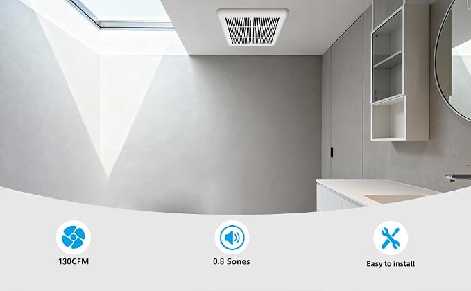 Tech Drive Bathroom Exhaust Fan,130CFM,0.8Sone,6 Inch Duct | No Attic Access Needed,Very Quiet Ventilation Fan, Easy to Install Ceiling Mounted, White,ETL Certified
