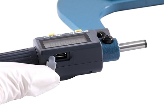 Accusize Industrial Tools 4-5''/100-125 mm by 0.00005''/0.001 mm 2 Keys Electronic Digital Outside Micrometer, Metric/Imperial, Md71-0005 | 2-Key Electronic Digital, Carbide-Tipped, Data Output, 0.00005 in Resolution