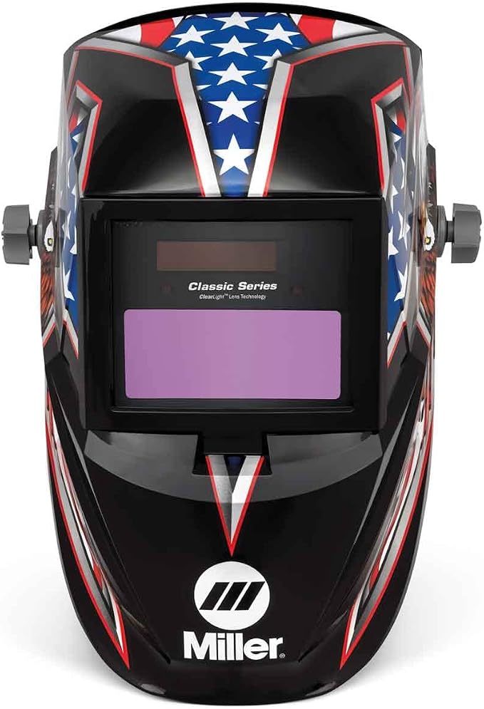 Miller Classic Series Auto-Darkening Welding Helmet - Professional TIG/MIG Welding Mask with ClearLight Technology, High Definition Optics, Variable Shade 8-13, Comfortable Headgear, Liberty