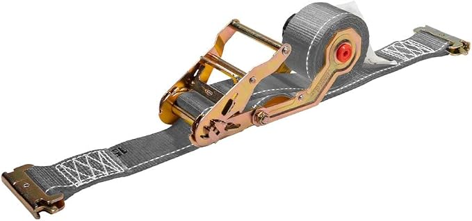 Mytee Products 4 Pk 2'' x 16' Rocker Winder Ratchet Straps for E-Track - Tie Down Straps with 4,500 lbs BS - Self Ratcheting Strap for Boat, Jet Ski, ATVs - Gray