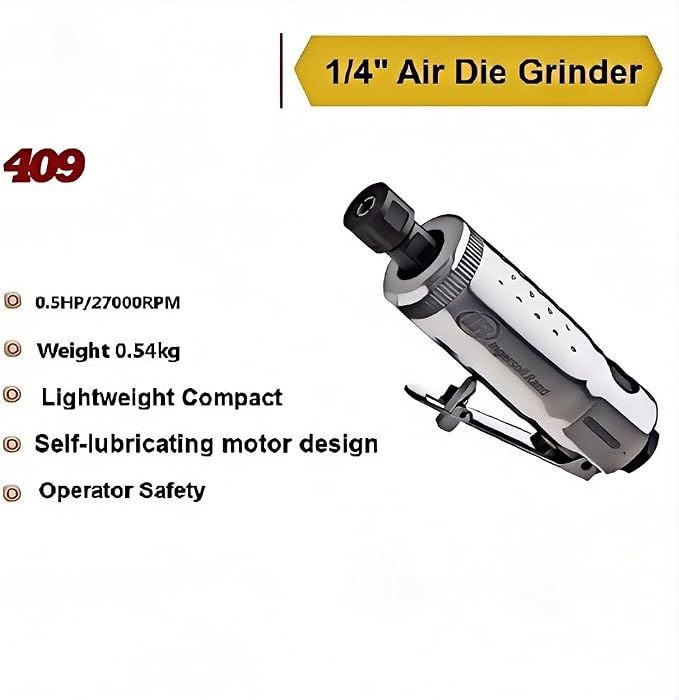 409 Air Die Grinder, 27000 RPM, 0.5HP, Inline Replacement for Ingersoll Rand 409
