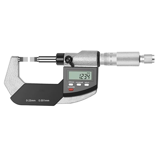 Blade Outside Micrometer with 0-1"/0-25mm Measuring Range Electronic Micrometer Measuring Tool, Inch/Metric, Blade Thickness 0.75mm