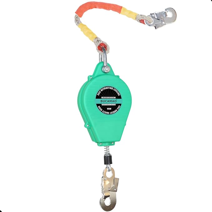 Steel Wire Self Retracting Lifeline, 33FT BUCAMAO Retractable Lanyard | Srl Fall Protection, Retractable Safety Lanyard, Safety Harness Yoyo, Safety Harness Fall Protection Kit, Fall Arrestor