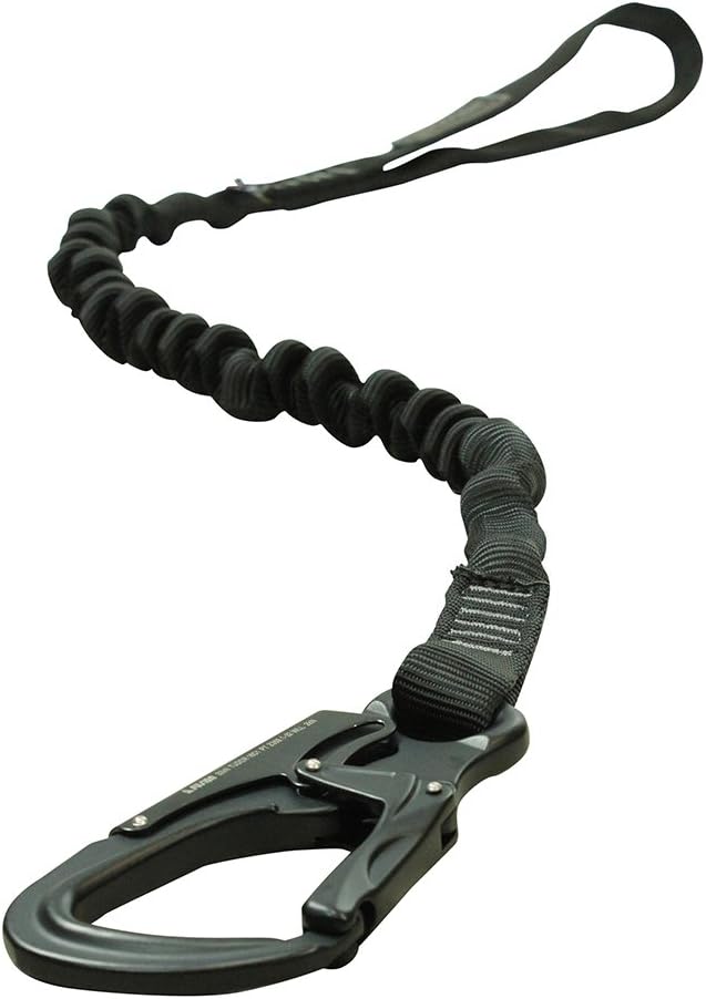 Fusion Tactical ProGlide Military and Police Helo Lanyard - 2ft Elastic Bungee, 23kN - Black, 24 inches