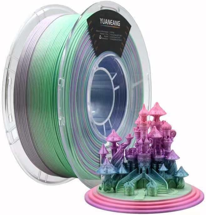 Silk Memphis PLA 3D Printer Filament 1.75mm, 1kg Spool, High-Gloss Multi-Color Silk PLA, Smooth Shiny Finish, ±0.03mm Precision, Easy Printing, Ideal for Artistic Models