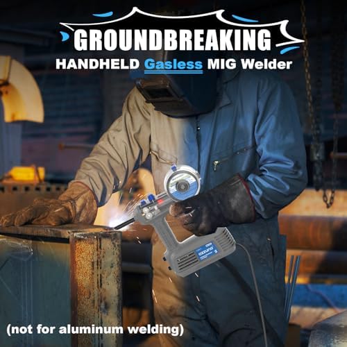 AZZUNO 100A Handheld MIG Welder & Welding Helmet Auto Darkening with True Color Large Viewing 3.94"×3.82", 110V Gasless MIG Welding Machine, Portable Wire Feed MIG Welder Machine