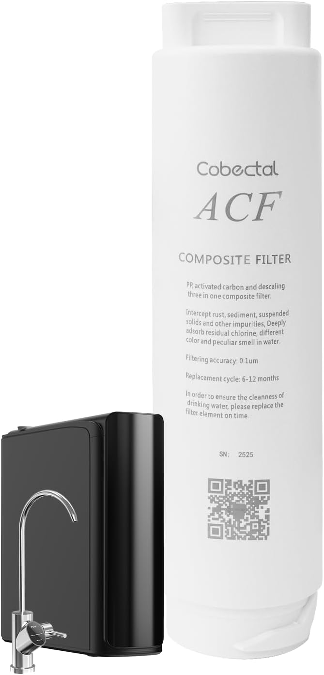 Genuine ACF Water Filter Replacement for Cobectal K8B Under-Sink Reverse Osmosis Water Filter System, Reduces PFAS, PFOA/PFOS, Chlorine, Lead, 12-month Lifetime, 1 Pack