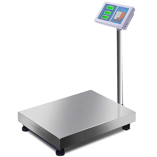 S AFSTAR 660 LBS Weight Electronic Platform Scale, Computing Digital Floor Scale w/High-Definition LCD Display, KG Switchable, AC/DC Power Supply, Heavy Duty Postal Scale for Luggage Shipping Packages