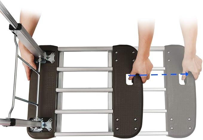 LEADALLWAY Platform Cart Foldable Push Cart Aluminum Adjustable Length Flatbed Cart with Polyurethane Mute Wheel,330-LB Capacity(with 2 Ropes) | Adjustable Length,with Polyurethane Mute Wheel,330-LB Capacity(with 2 Ropes)