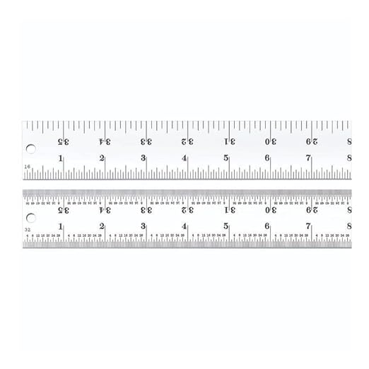 Starrett Spring Tempered Steel Rule with Satin Chrome Finish, Quick Reading, and Inch Graduation - 36" Length, 4R Graduation Type, 3/64" Thickness - C604R-36
