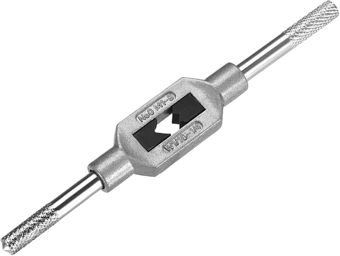 uxcell Adjustable Tap Wrench Handle, for Metric M1-M8 W1/16-1/4 Taps, Thread Tap Holder Reamer Hand Tapping Tool for Machinist Repair, Medium Carbon Steel Handle with Nickel Plated