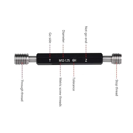 Tools Thread Plug Gauge M12*1.75 6H, Double Ends Thread Plug Gage Unified Thread Gage 1pcs