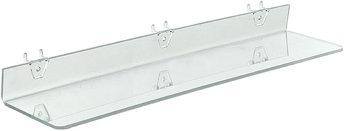 Azar Displays 556010-4pack Clear Acrylic Shelf for Pegboard or Slatwall (Pack of 4)