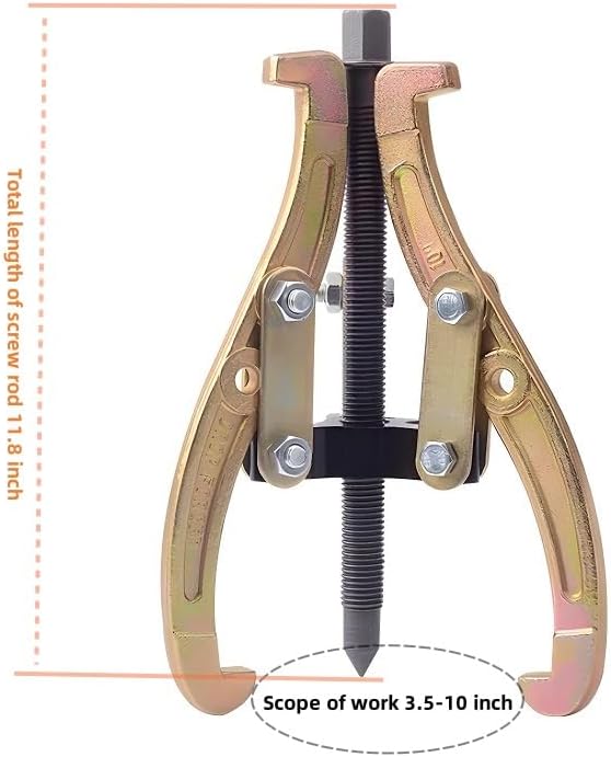 3-Jaw Gear Puller, 2/3-Jaw Puller with Reversible Jaws for Removal of Pulley Flywheel Bearing Puller Tool Separate Lifting Device (10inch)