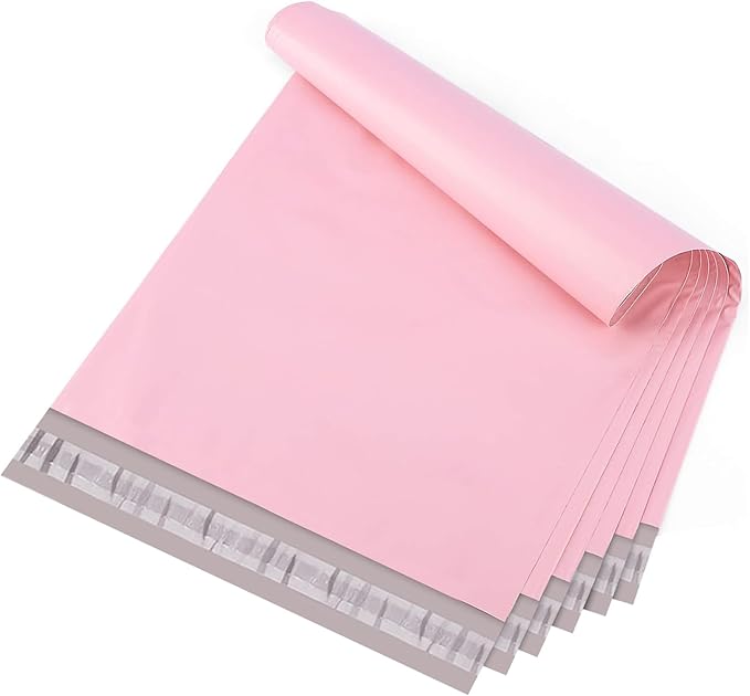 Metronic Light Pink Poly Mailers 12x15.5 100 Pack, Self Seal Shipping Bags | Strong adhesive waterproof tear-resistant mailing envelopes, packaging bags for clothing, hoodies, boutiques, small business.