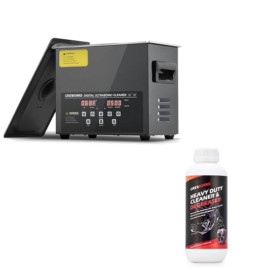 3L Ultrasonic Cleaner with Degas Mode & 34 fl oz Ultrasonic Cleaning Solution 1:10 Dilution