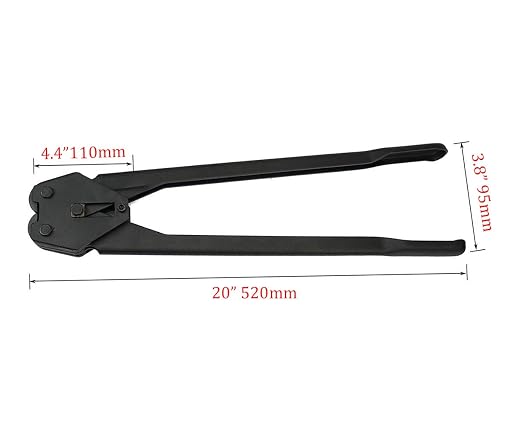 Strapping Sealer for Both Poly & Polyester Strap, Strength Saving Heavy Duty Manual Banding Tool for 1/2" - 3/4" Width Plastic Strap, 20" Long Handle (Black)