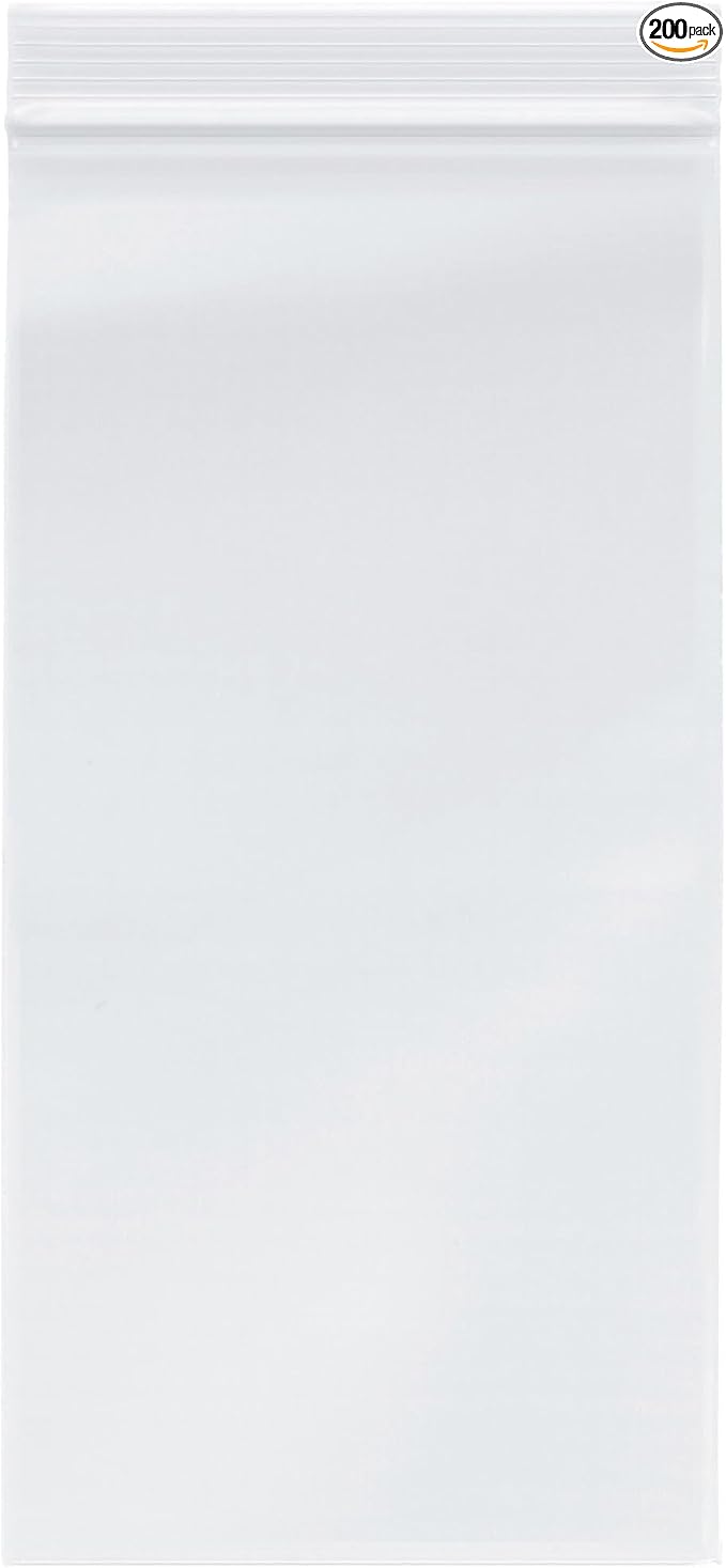 Plymor 5" x 10" (Pack of 200), 2 Mil Zipper Reclosable Plastic Bags