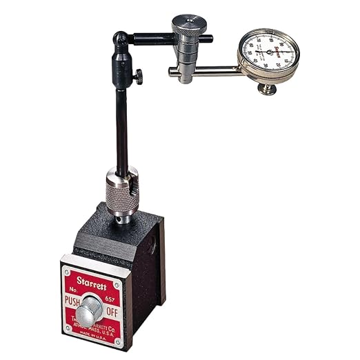 Starrett Magnetic Base Indicator Holder Set with 196B1 Indicator and Swivel Post Assembly - Ideal for Professionals and DIY Home Improvement - 657C