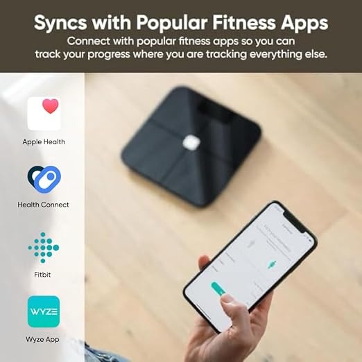 Wyze Smart Scale for Body Weight, Digital Scale for Body Weight BMI Muscle Mass, Heart Rate Monitor, Bluetooth Weight Scale with Baby/Pet/Luggage Mode, 400 lbs, Black