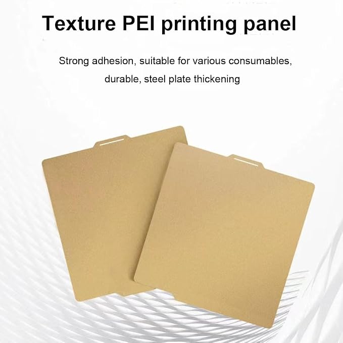HzdaDeve PEI Sheet for Bambu Lab X1/X1C/P2S/P1P/P1S/A1 Carbon Build Plate Heated Bed Spring Steel Flexible Platform 257.5x257.5 mm Double Side Textured Board for 3D Printer (Gold)
