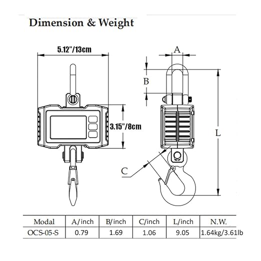 Hyindoor Digital Hanging Scale - 1000kg/2200lb Industrial Heavy Duty Crane Scale, Smart, High Accuracy Electronic