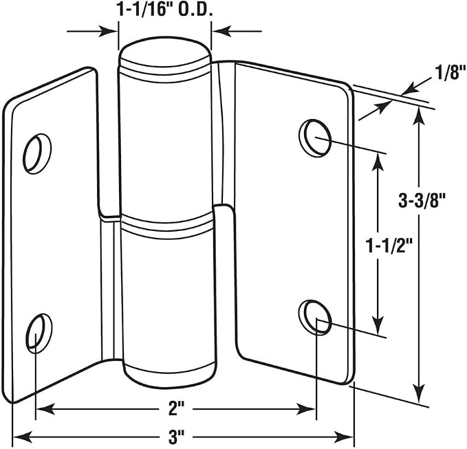 Prime-Line 658-8237 Surface Mounted Hinge Set, RH/IN - LH/OUT, w/Fasteners, Stainless Steel (Single Pack)