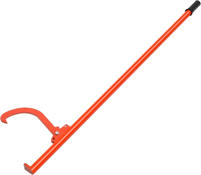 60" Long Handle Log Lifter, Adjustable Heavy Duty Log Roller, Cant Hook with Rubber Grip, Logging Tool for Rolling Log (Orange)