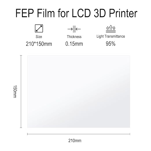 6PCS 210 * 150 * 0.15mm FEP Release Film for ELEGOO Mars 5, Mars 5 Ultra, Mars 4, Mars 4 Ultra Resin 3D Printer