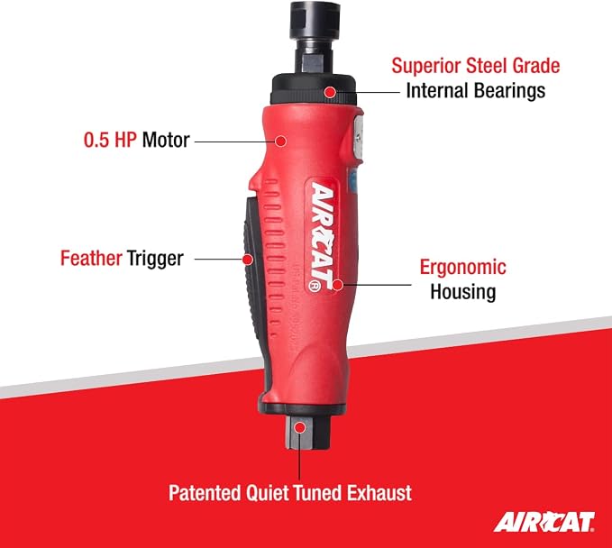 AIRCAT Pneumatic Tools 6201: .5 HP Composite Straight Die Grinder 22,000 RPM