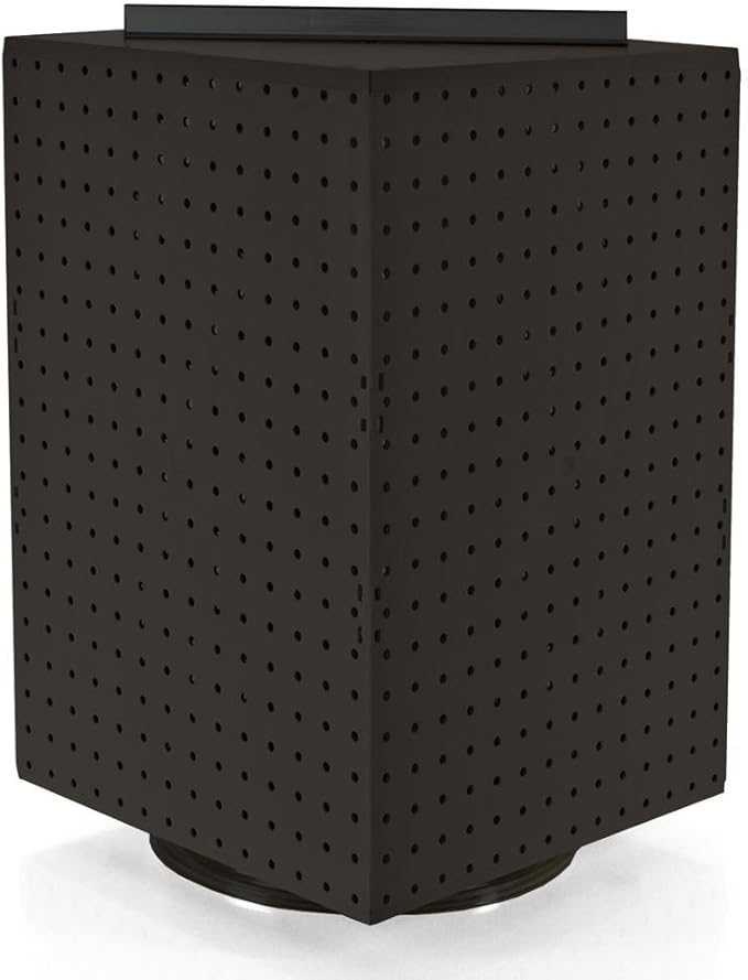 Azar Displays 701414-BLK Rotating Stand, Peg Display Carousel, Four Sided Rack for Jewelry, Accessories, or Crafts, Revolving Displays for Retail, Pegboard Organizer, Black, 14"x14"x20"