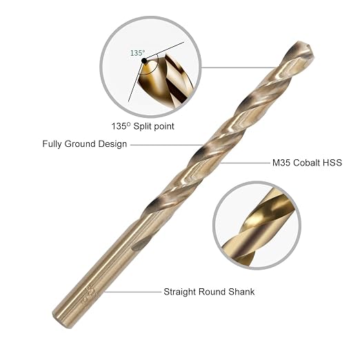 GMTOOLS 21Pcs Cobalt Drill Bits Set, M35 HSS, 135 Degree Tip, Twist Jobber Length Drill Bit for Hardened Metal, Cast Iron, Stainless Steel, Plastic and Wood with Metal Indexed Storage Case 1/16"-3/8"