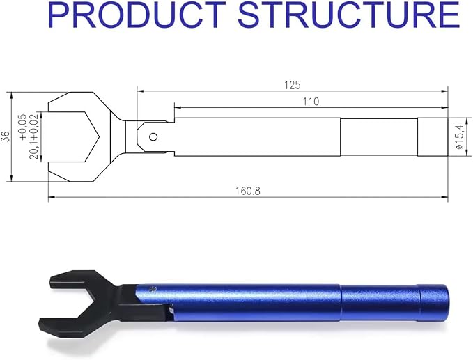 TOJOIN 1 pcs Blue N Type Torque Wrench 1 N·m Opening 20MM Protect RF Connector for RF Microwave Measurements