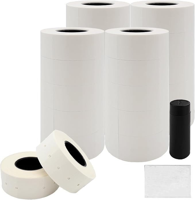 Motex 2 Line Blank Labels - 20,000 White Blank Price and Date Gun Labels with 1 Ink Roll, Fits MX-2316NEW