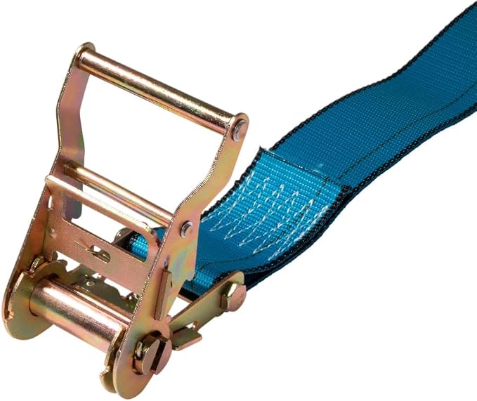Mytee Products (100 Pack 2'' x 20' E Track Straps w/Spring E-Fittings - Blue Ratchet Etrack Straps w/Heavy Duty 4000 lbs Breaking Strength for Enclosed Trailers, Trucks & Vans