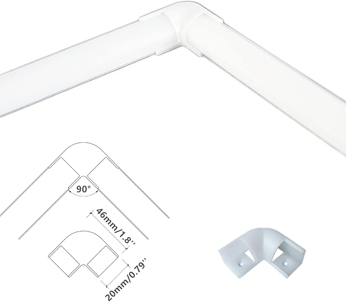 THMOOTHER V Shape 6.6FT 200CM LED Strip Aluminum Channel Diffuser, 10-Pack 16x16MM Anodized Silver Track with Curved Milky Cover, Corner Connector and Mounting System