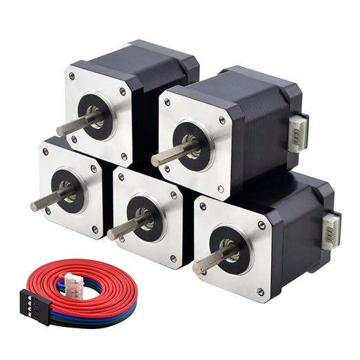 STEPPERONLINE Nema 17 Stepper Motor 2A 55Ncm Bipolar 1.8 Degree 4-Lead for 3D Printer CNC Extruder, 5 Pack