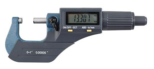 Accusize Industrial Tools 0-1''/0-25 mm by 0.00005''/0.001 mm 2 Key Electronic Digital Outside Micrometer, Metric/Imperial, Md71-0001 | 2-Key Electronic Digital, Carbide-Tipped, Data Output, 0.00005 in Resolution