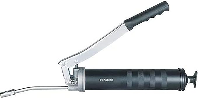 PROLUBE Heavy Duty Lever Grease Gun | 10,000 PSI | 14-Ounce Capacity | Variable Stroke | 6-inch Steel Extension & Coupler (42702)