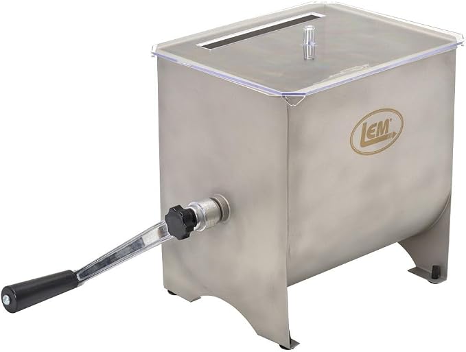 LEM Products MightyBite Manual Meat Mixer, 20 lb Stainless Steel Meat Mixer for Ground Beef, Sausage Making, Kitchen Meal Prep, Hand-Crank Food Mixing for Home Use
