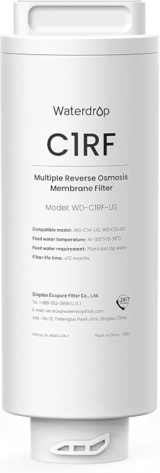 Waterdrop C1RF Filter, Replacement for C1S/C1H RO System, 12-Month Lifetime | Countertop Reverse Osmosis Filter, Enhanced Filtration, Long Filter Lifespan, Easy and Quick Filter Replacement